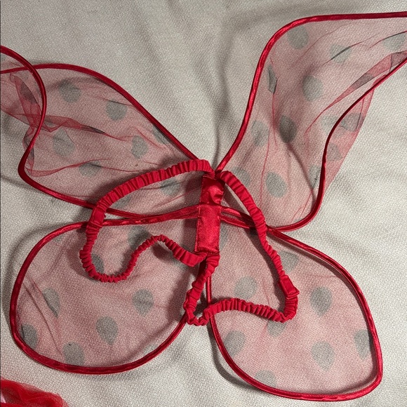 Pottery Barn Kids Red and Green Strawberry Costume w/wings and headband - Picture 5 of 5